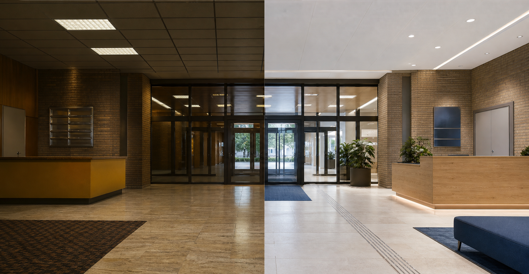 Entrada empresarial antes y después de la modernización